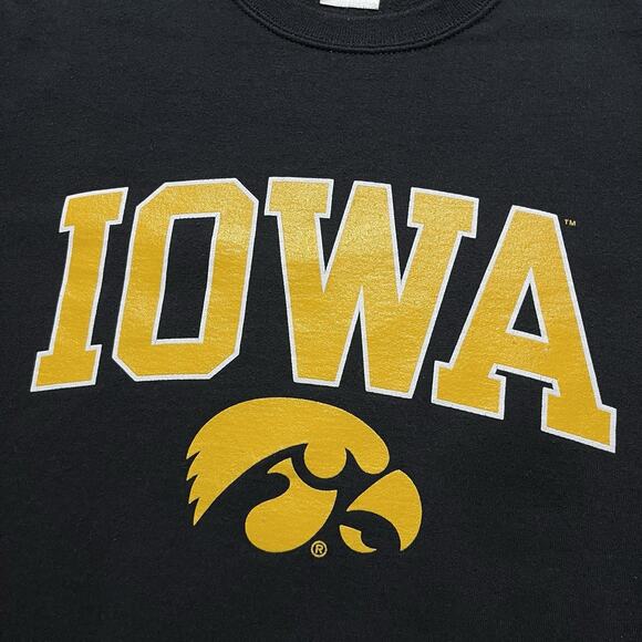 Iowa Hawkeyes Sweatshirt Mens Large Black Crewneck Vintage Jerzees Pullover - Picture 2 of 9